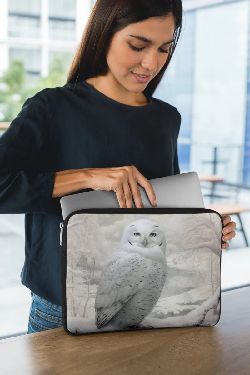 Elegant White Snowy Owl Laptop Sleeve 1