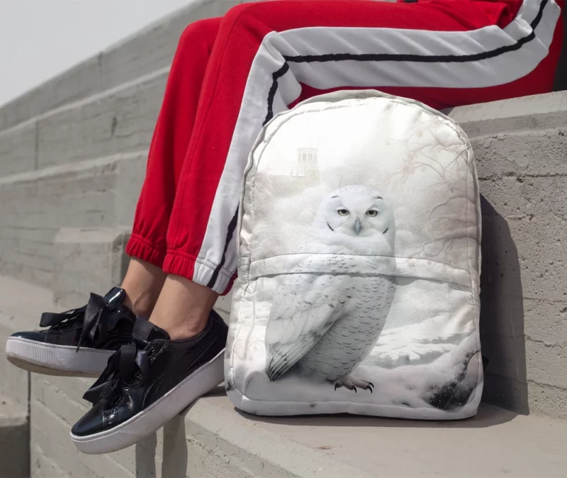 Elegant White Snowy Owl Minimalist Backpack 1