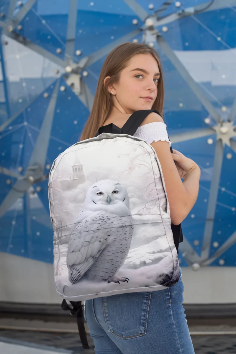 Elegant White Snowy Owl Minimalist Backpack 2