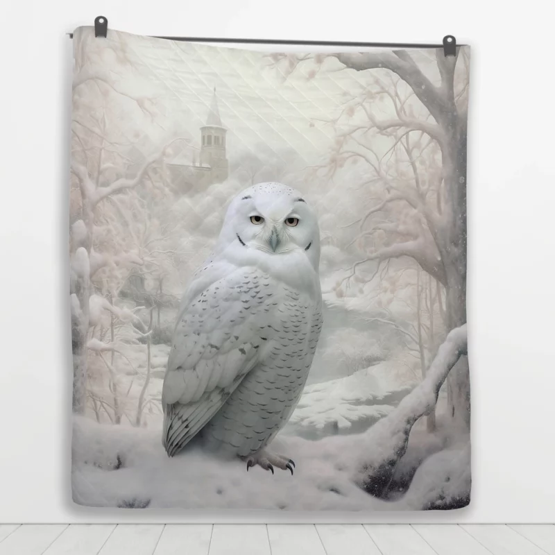 Elegant White Snowy Owl Quilt Blanket 1