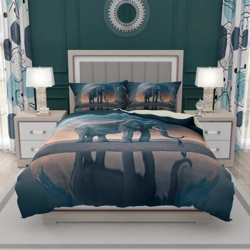 Elephant Art With Bending Reality Bedding Set 2