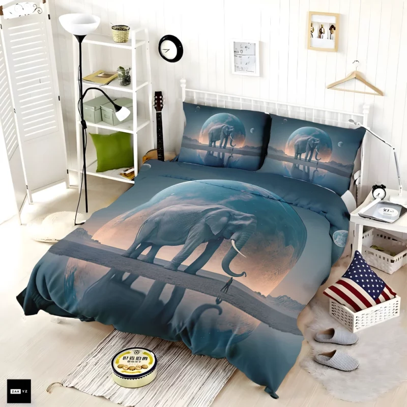 Elephant Art With Bending Reality Bedding Set