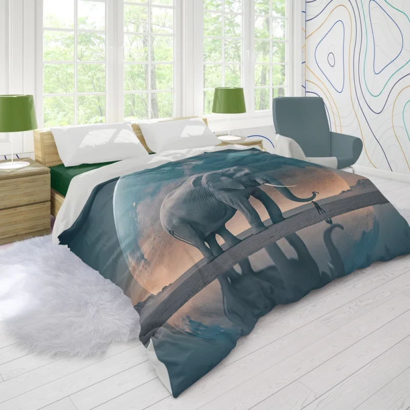 Elephant Art With Bending Reality Duvet Cover