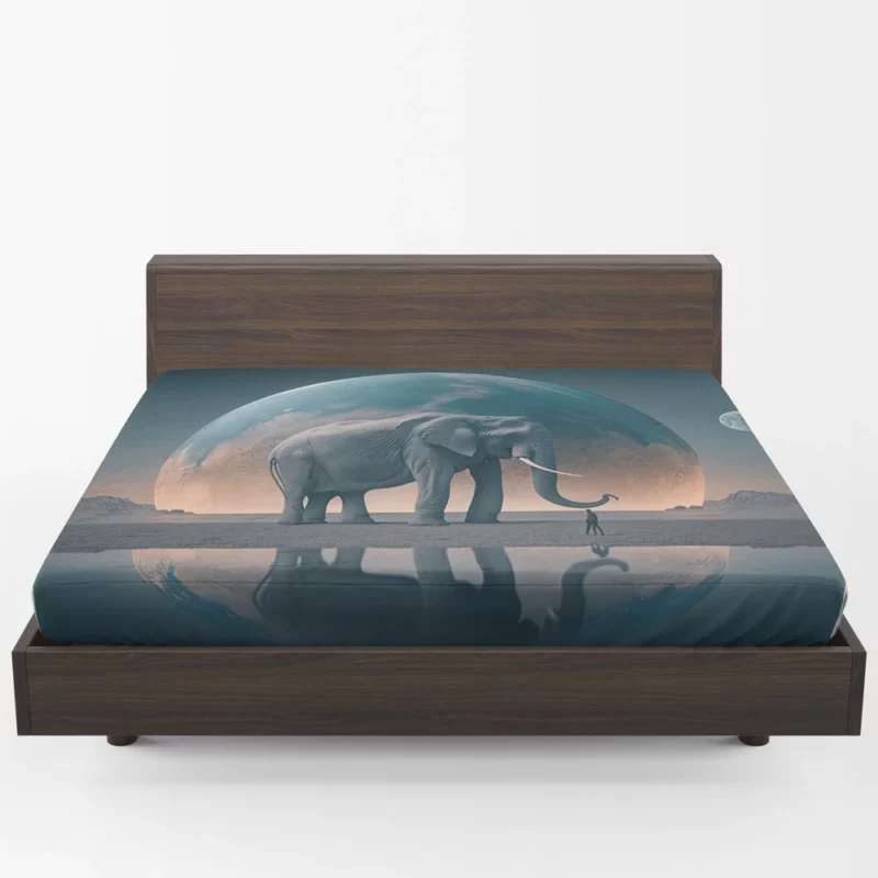 Elephant Art With Bending Reality Fitted Sheet 1