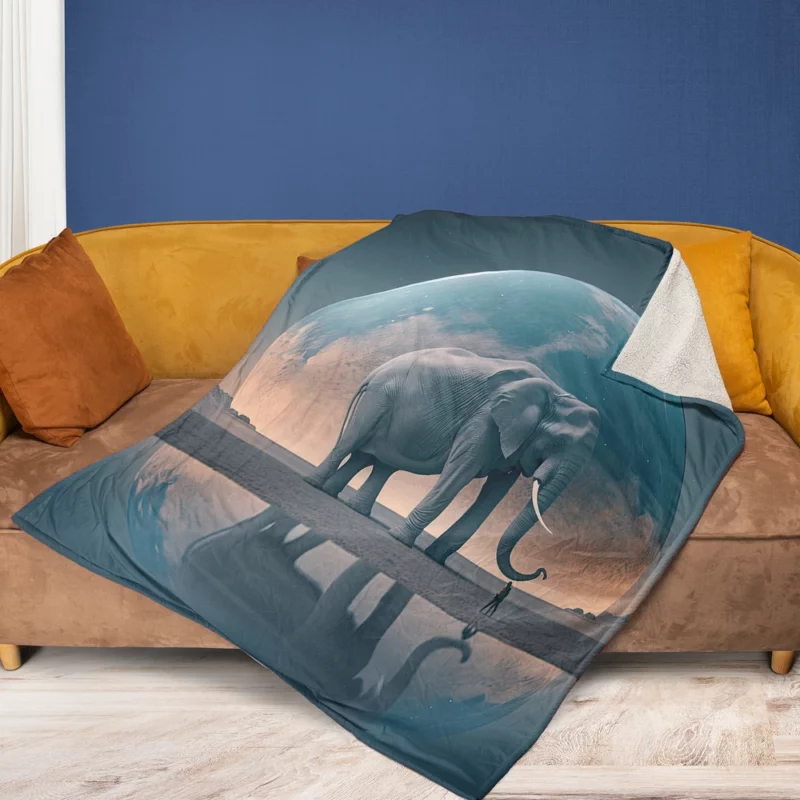 Elephant Art With Bending Reality Fleece Blanket 1