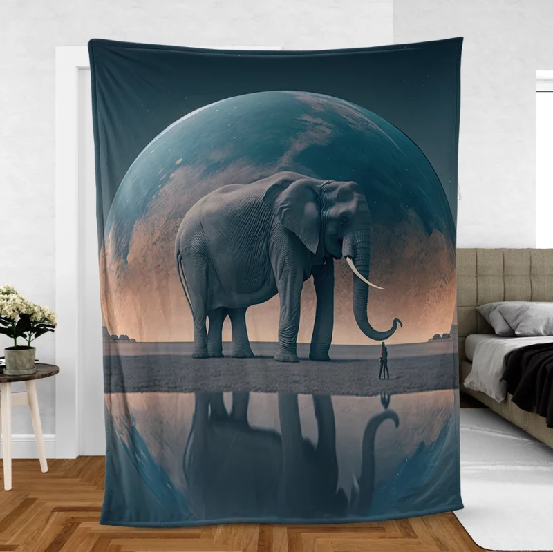 Elephant Art With Bending Reality Fleece Blanket