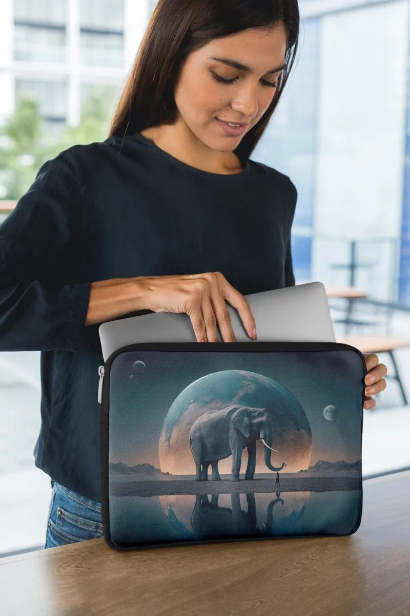 Elephant Art With Bending Reality Laptop Sleeve 1