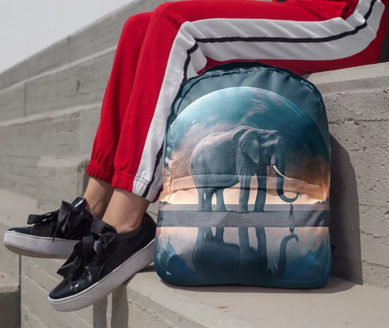 Elephant Art With Bending Reality Minimalist Backpack 1