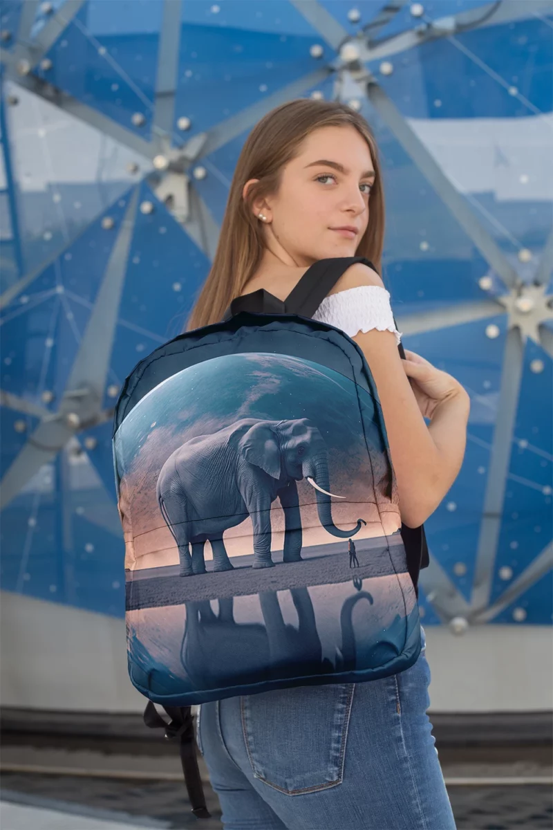 Elephant Art With Bending Reality Minimalist Backpack 2