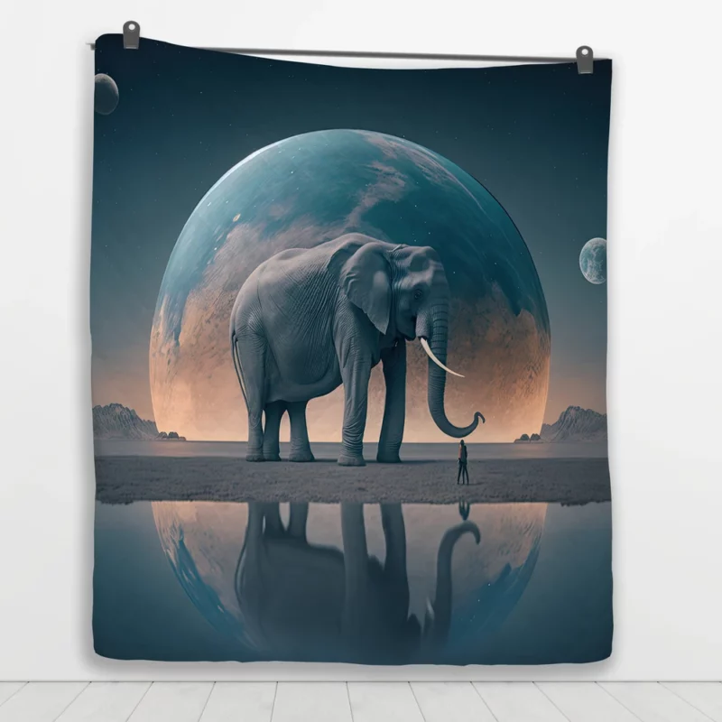 Elephant Art With Bending Reality Quilt Blanket 1