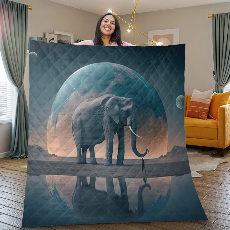 Elephant Art With Bending Reality Quilt Blanket