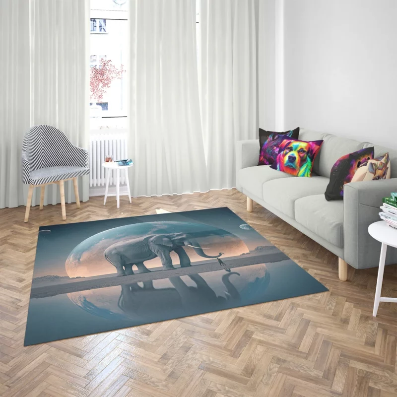 Elephant Art With Bending Reality Rug 2