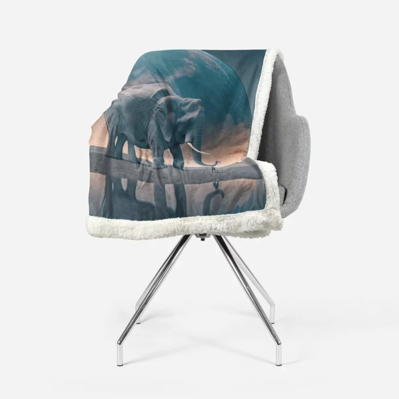 Elephant Art With Bending Reality Sherpa Fleece Blanket 1