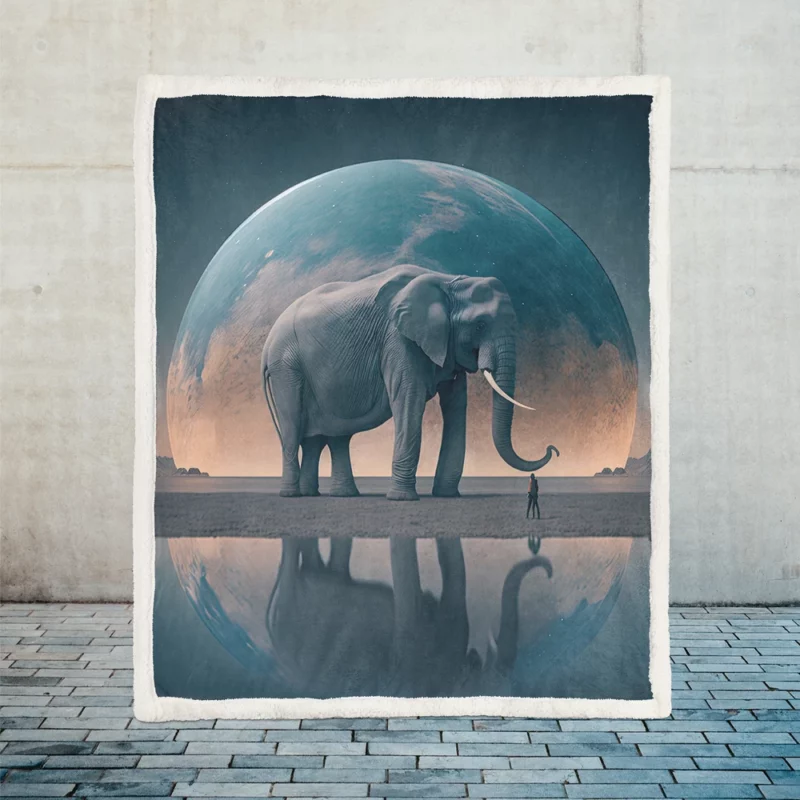 Elephant Art With Bending Reality Sherpa Fleece Blanket