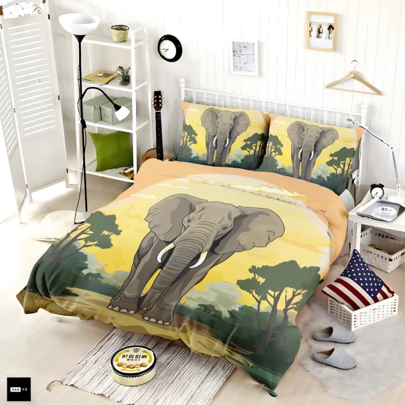 Elephant Illustration Artwork Bedding Set