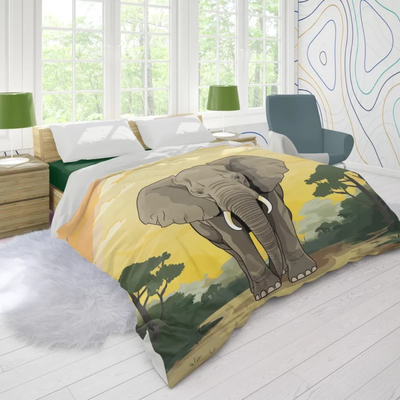 Elephant Illustration Artwork Duvet Cover