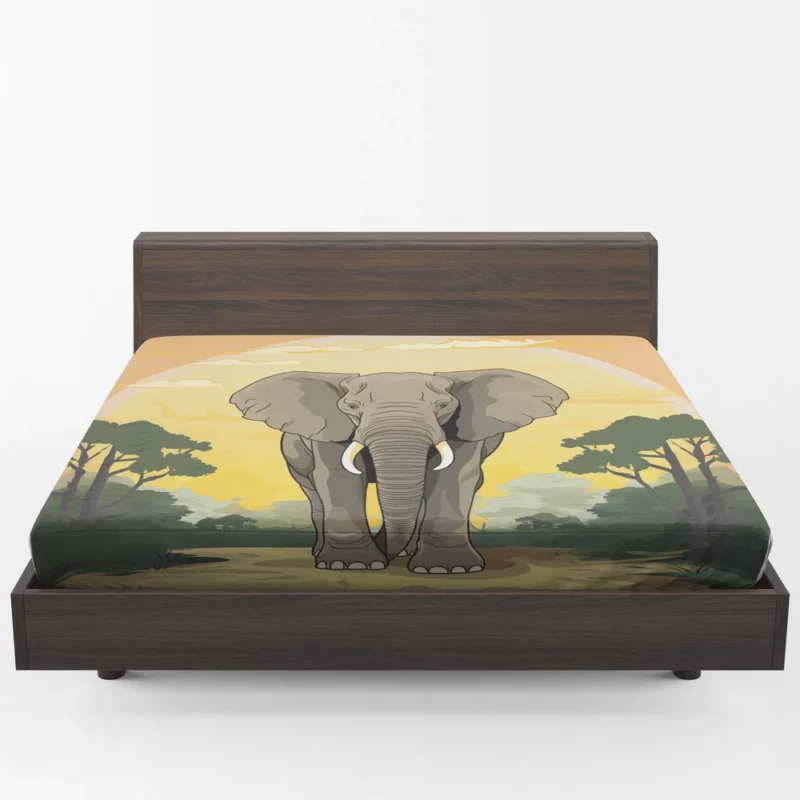 Elephant Illustration Artwork Fitted Sheet 1