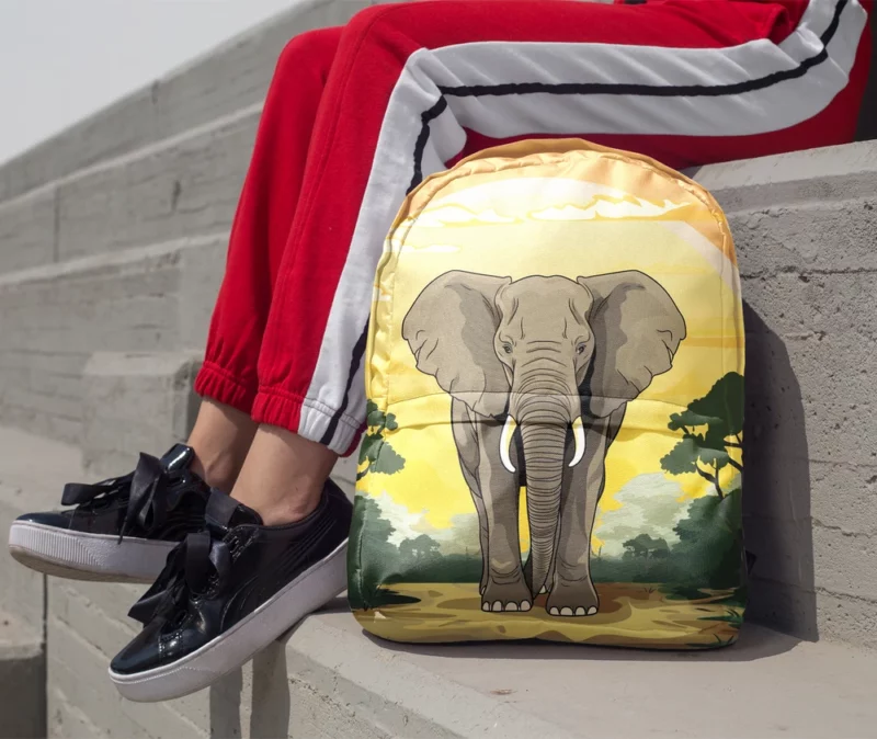 Elephant Illustration Artwork Minimalist Backpack 1