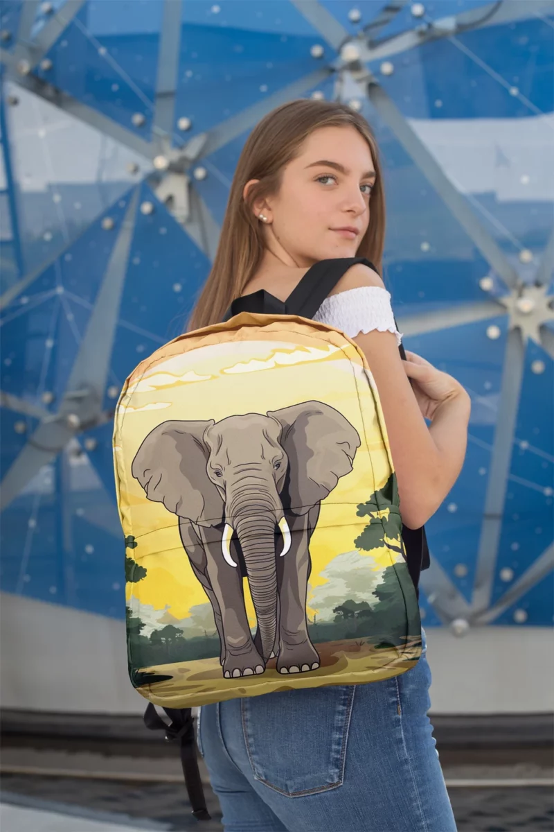 Elephant Illustration Artwork Minimalist Backpack 2