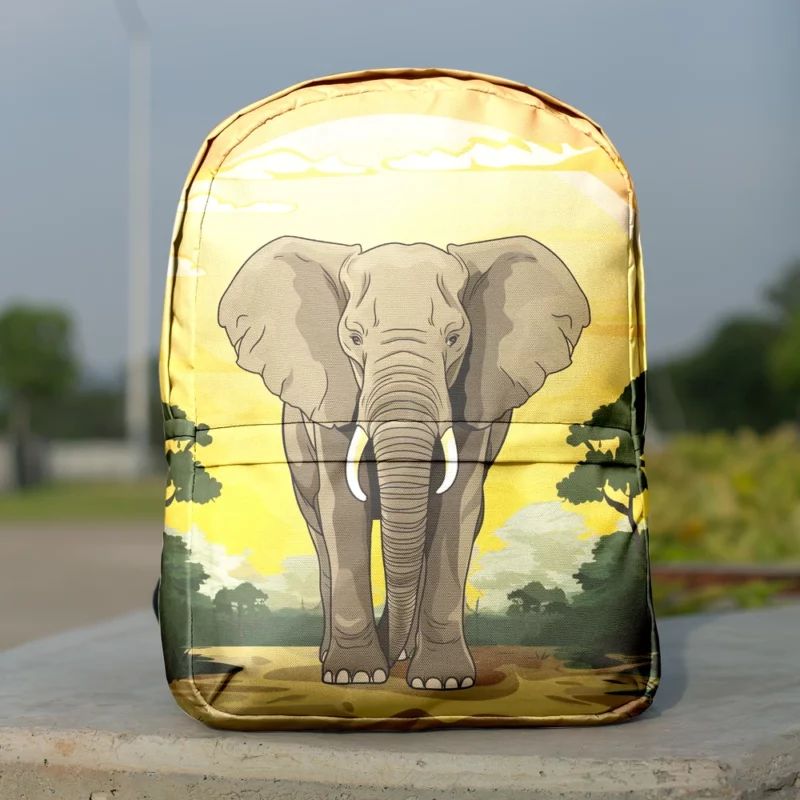 Elephant Illustration Artwork Minimalist Backpack