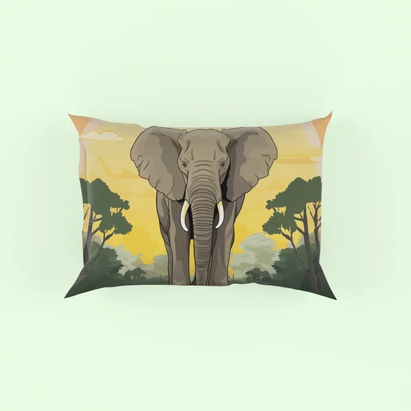 Elephant Illustration Artwork Pillow Case