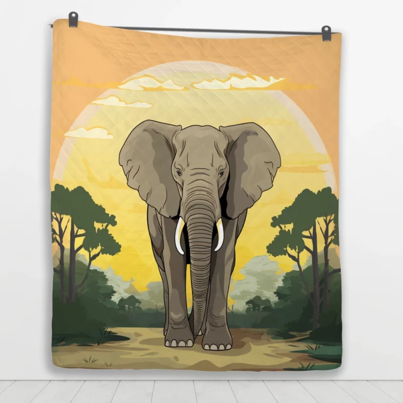 Elephant Illustration Artwork Quilt Blanket 1