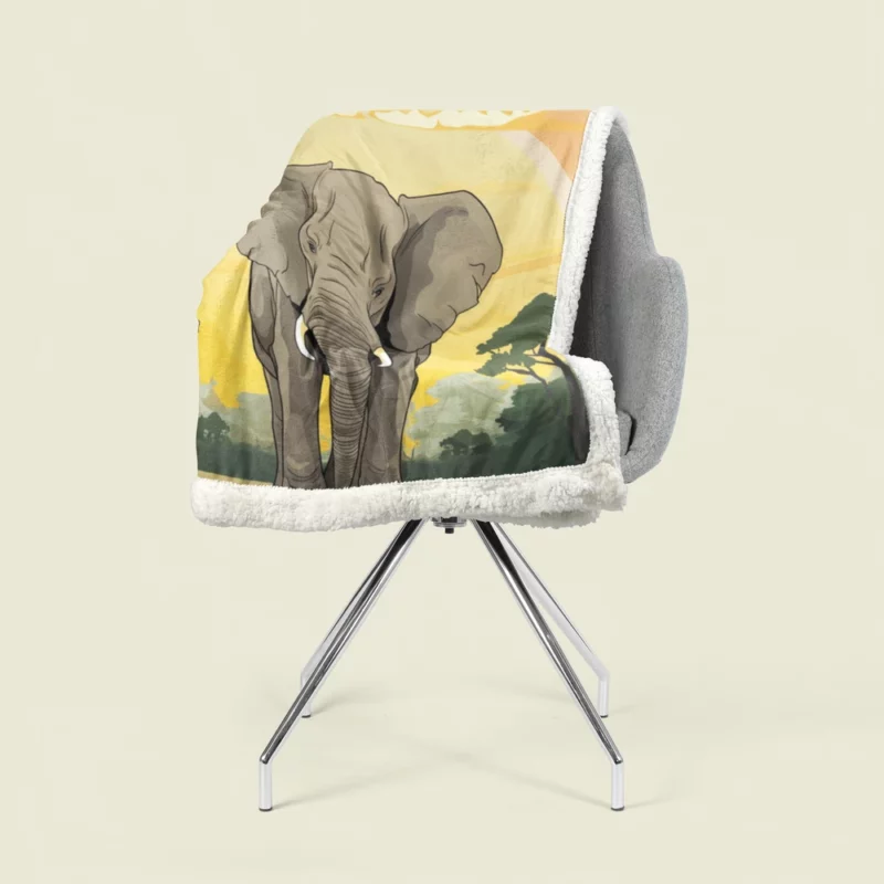 Elephant Illustration Artwork Sherpa Fleece Blanket 1