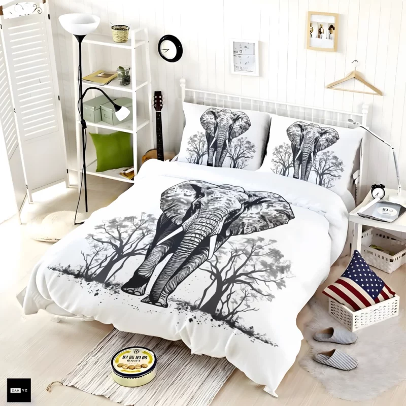 Elephant Silhouette Artwork Bedding Set