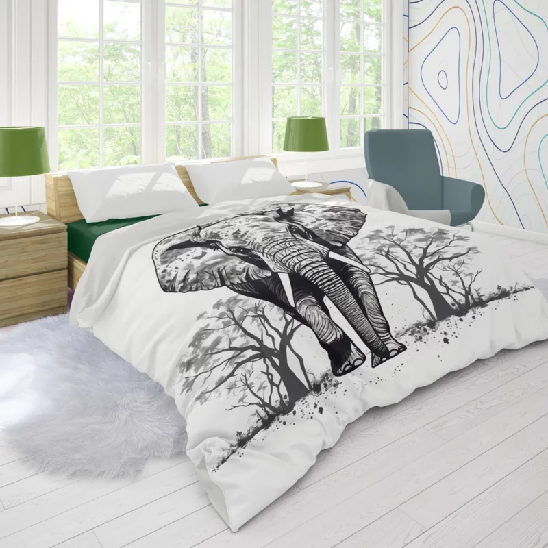 Elephant Silhouette Artwork Duvet Cover