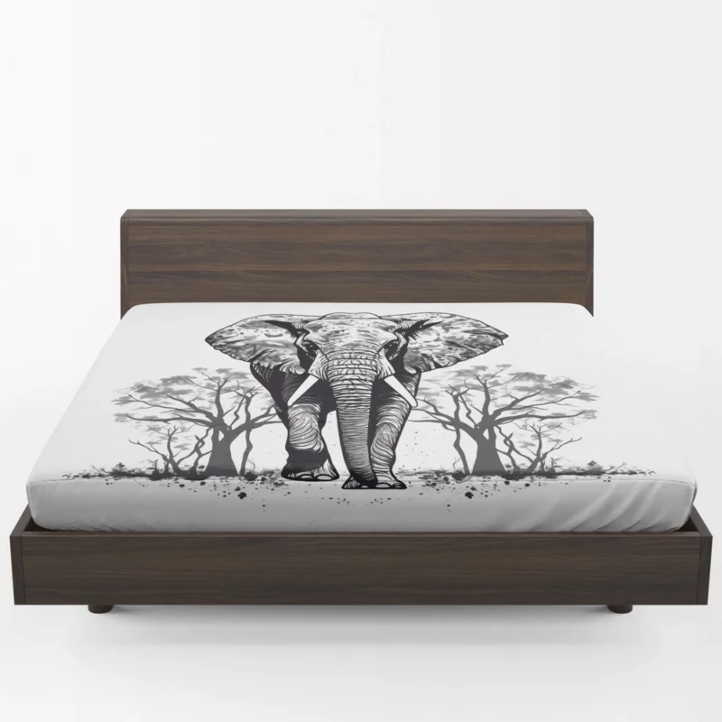 Elephant Silhouette Artwork Fitted Sheet 1