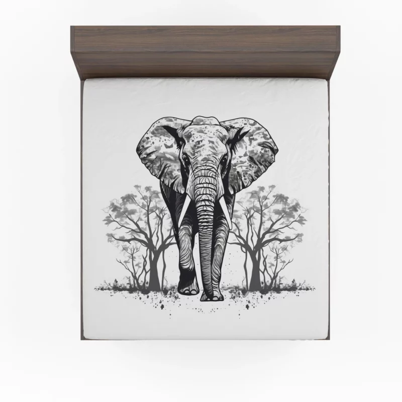 Elephant Silhouette Artwork Fitted Sheet