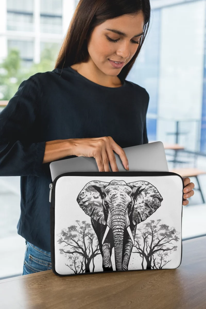 Elephant Silhouette Artwork Laptop Sleeve 1