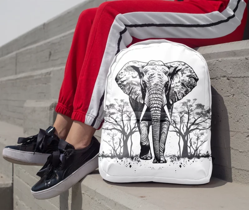 Elephant Silhouette Artwork Minimalist Backpack 1