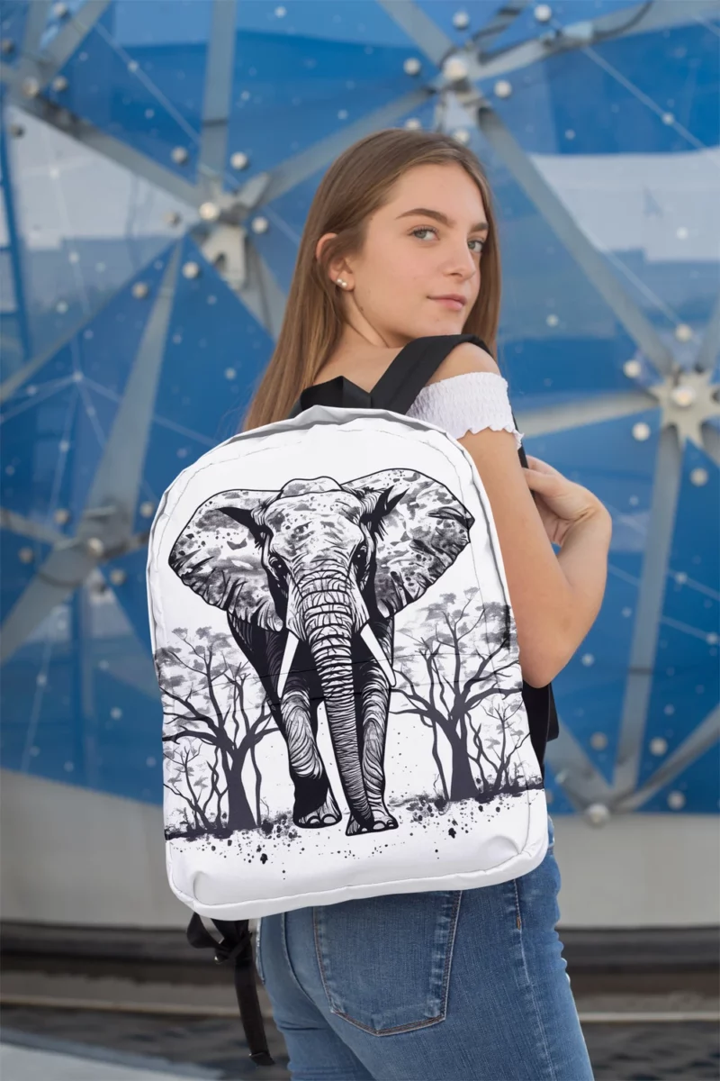 Elephant Silhouette Artwork Minimalist Backpack 2