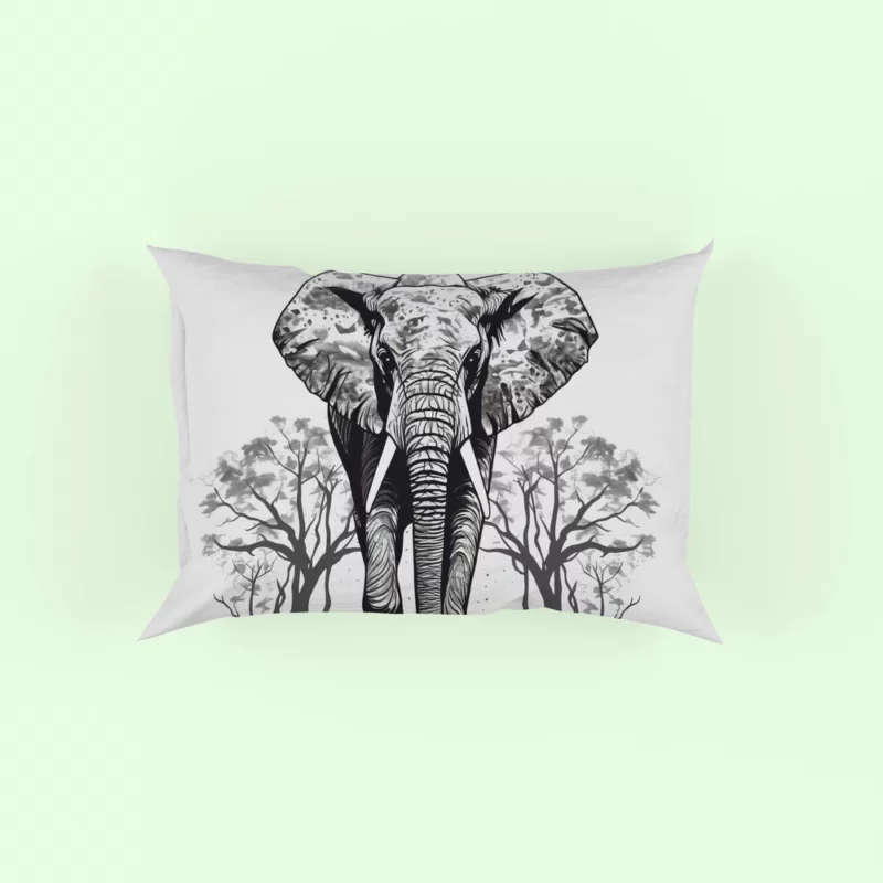 Elephant Silhouette Artwork Pillow Case