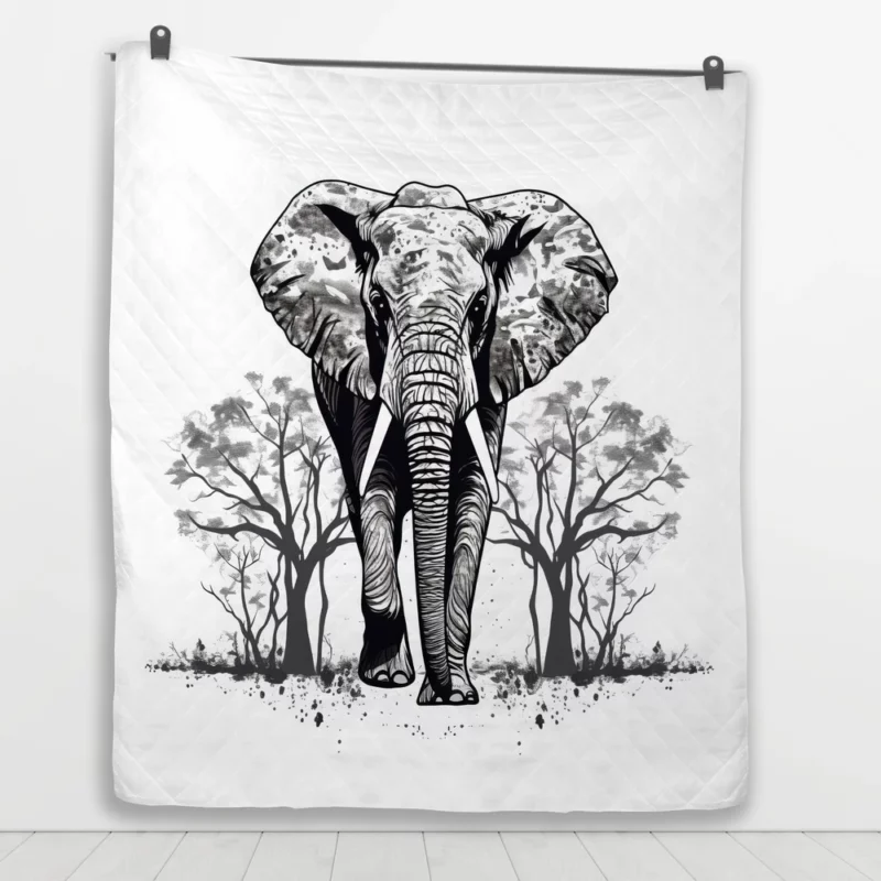 Elephant Silhouette Artwork Quilt Blanket 1