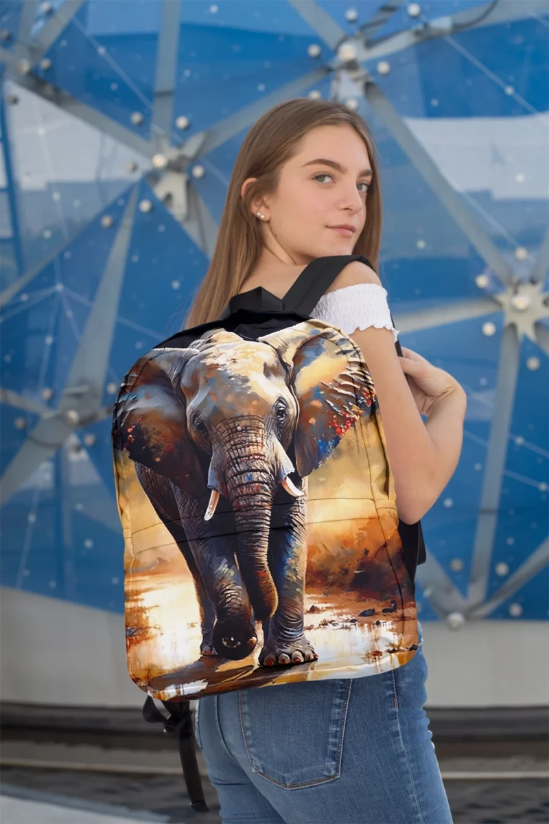 Elephant Walking in Rain Minimalist Backpack 2