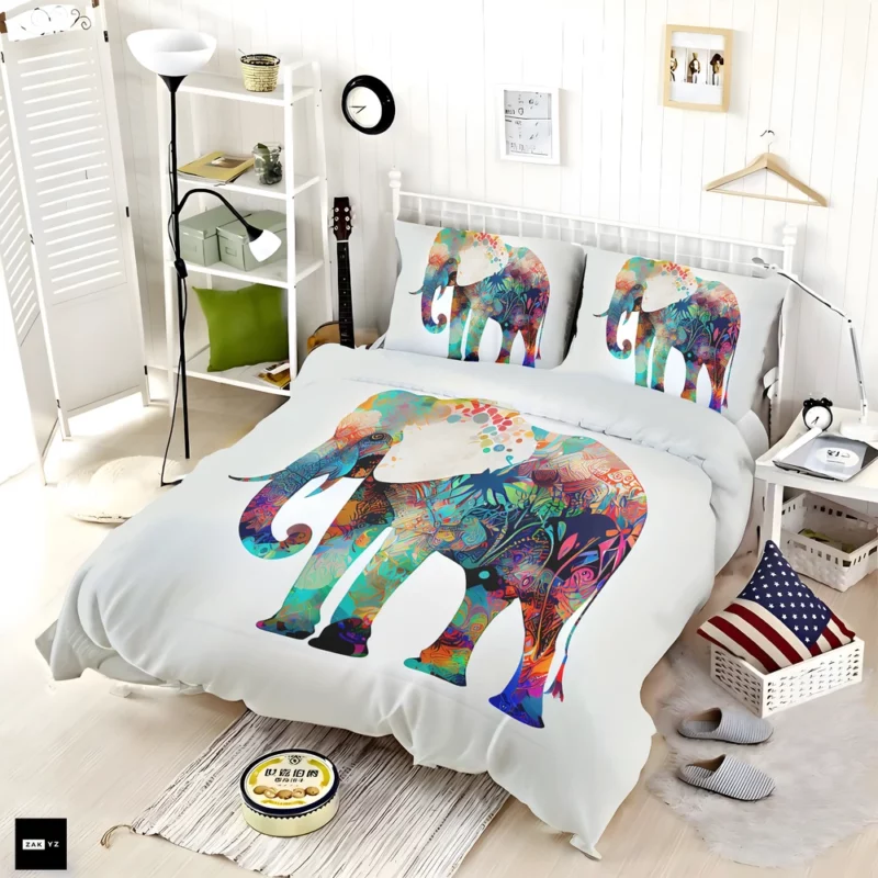 Elephant With Floral Pattern Bedding Set