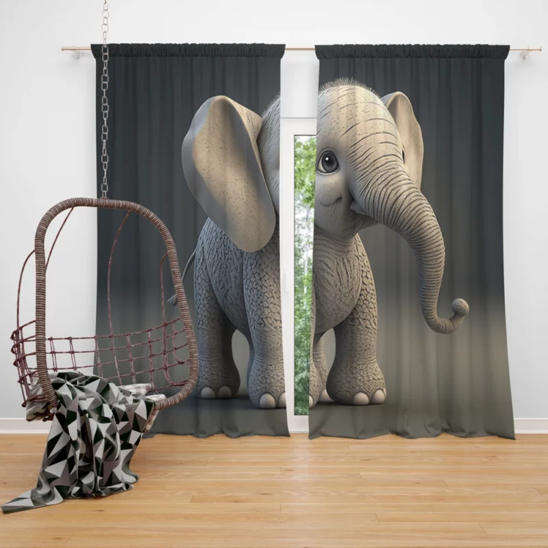 Elephant With Large Earrings Window Curtain