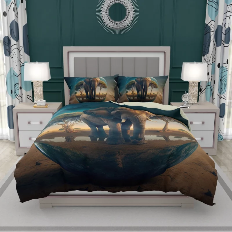 Elephant With Psychedelic Background Bedding Set 2