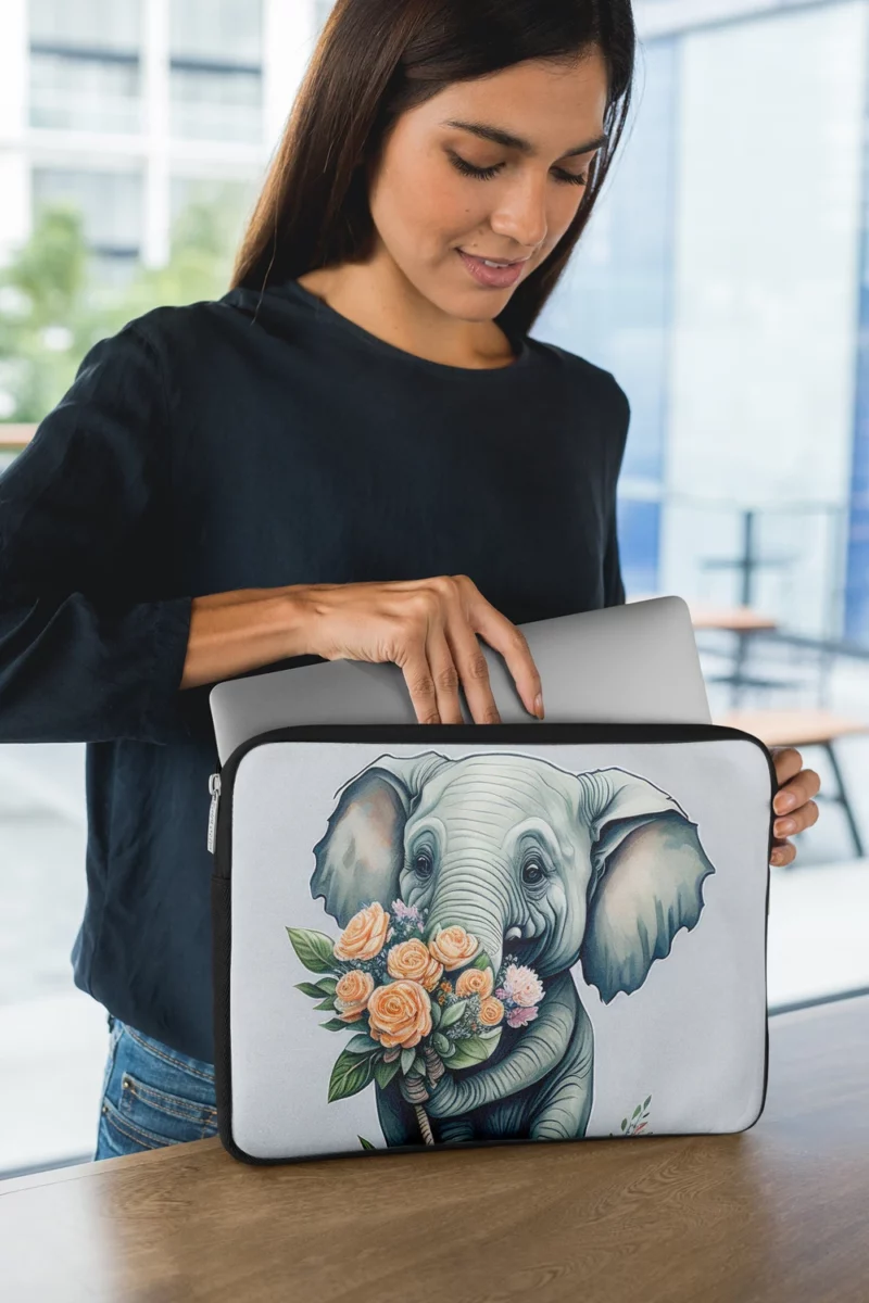 Elephant With Rose Bouquet Laptop Sleeve 1