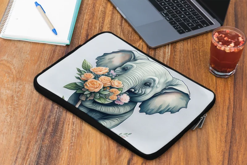 Elephant With Rose Bouquet Laptop Sleeve 2