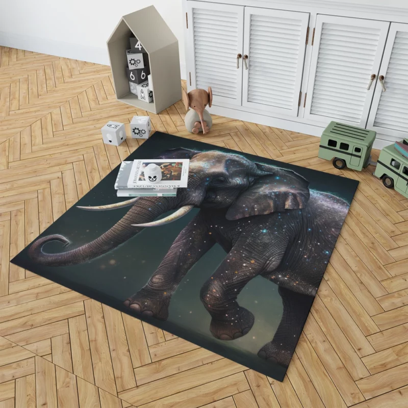 Elephant With Star Accents Rug 1