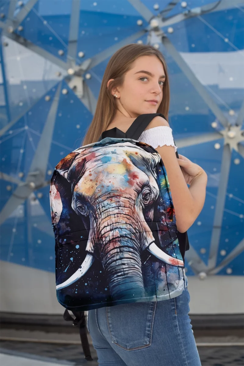 Elephant With a Blue Background Minimalist Backpack 2