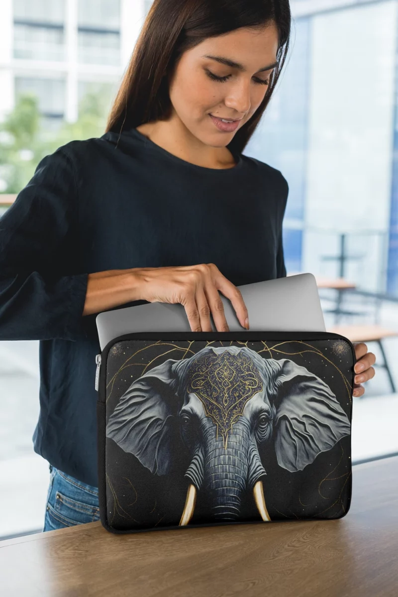 Elephant With a Gold Patterned Head Laptop Sleeve 1