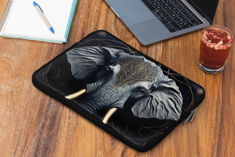 Elephant With a Gold Patterned Head Laptop Sleeve 2