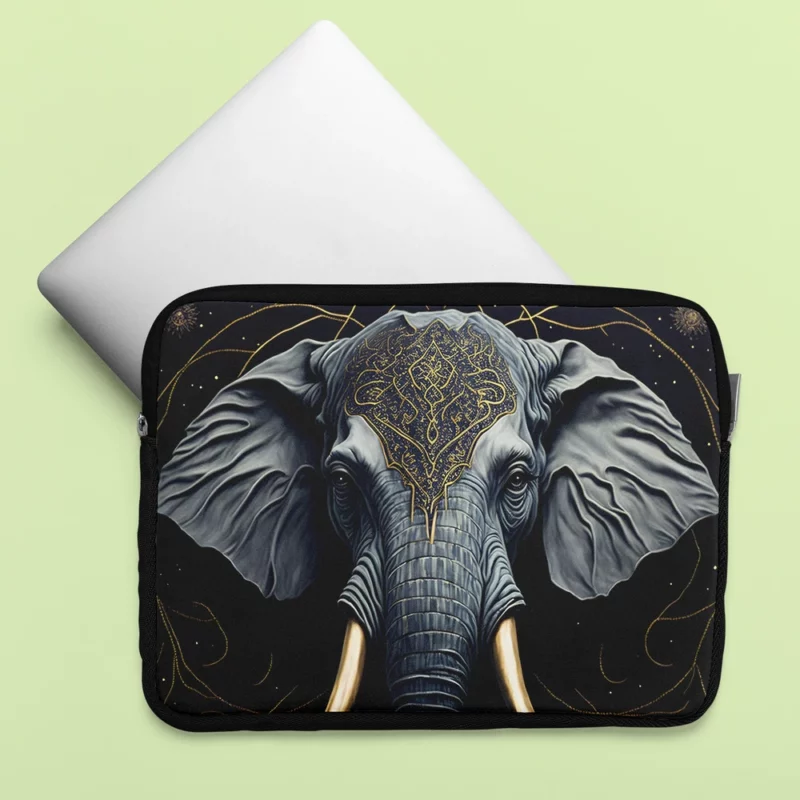 Elephant With a Gold Patterned Head Laptop Sleeve