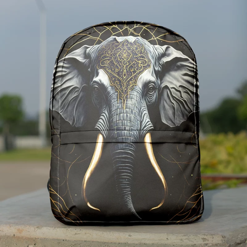 Elephant With a Gold Patterned Head Minimalist Backpack