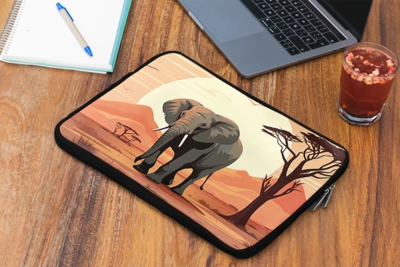 Elephant in Grassland Scene Laptop Sleeve 2