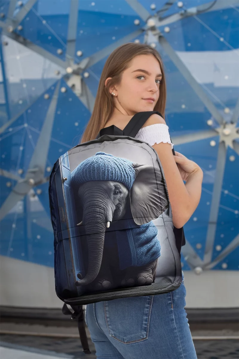 Elephant in a Blue Sweater Minimalist Backpack 2